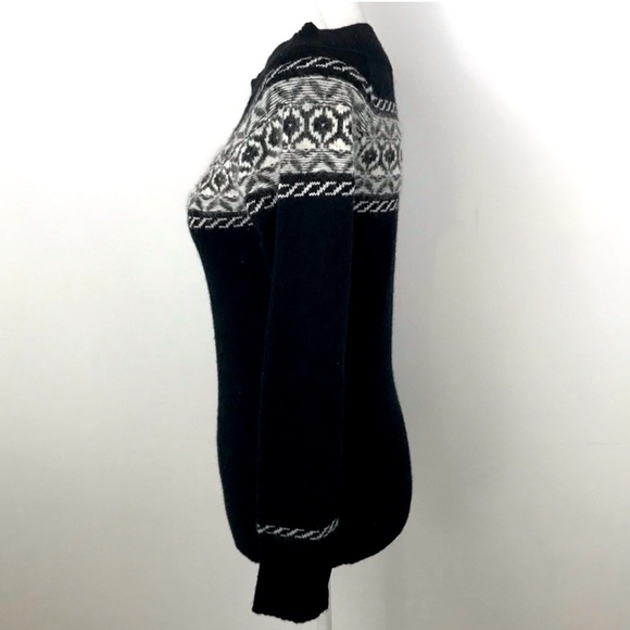 White House Black Market Black & White Fair Isle Sweater: Cashmere, Lambs Wool.. - Picture 6 of 15